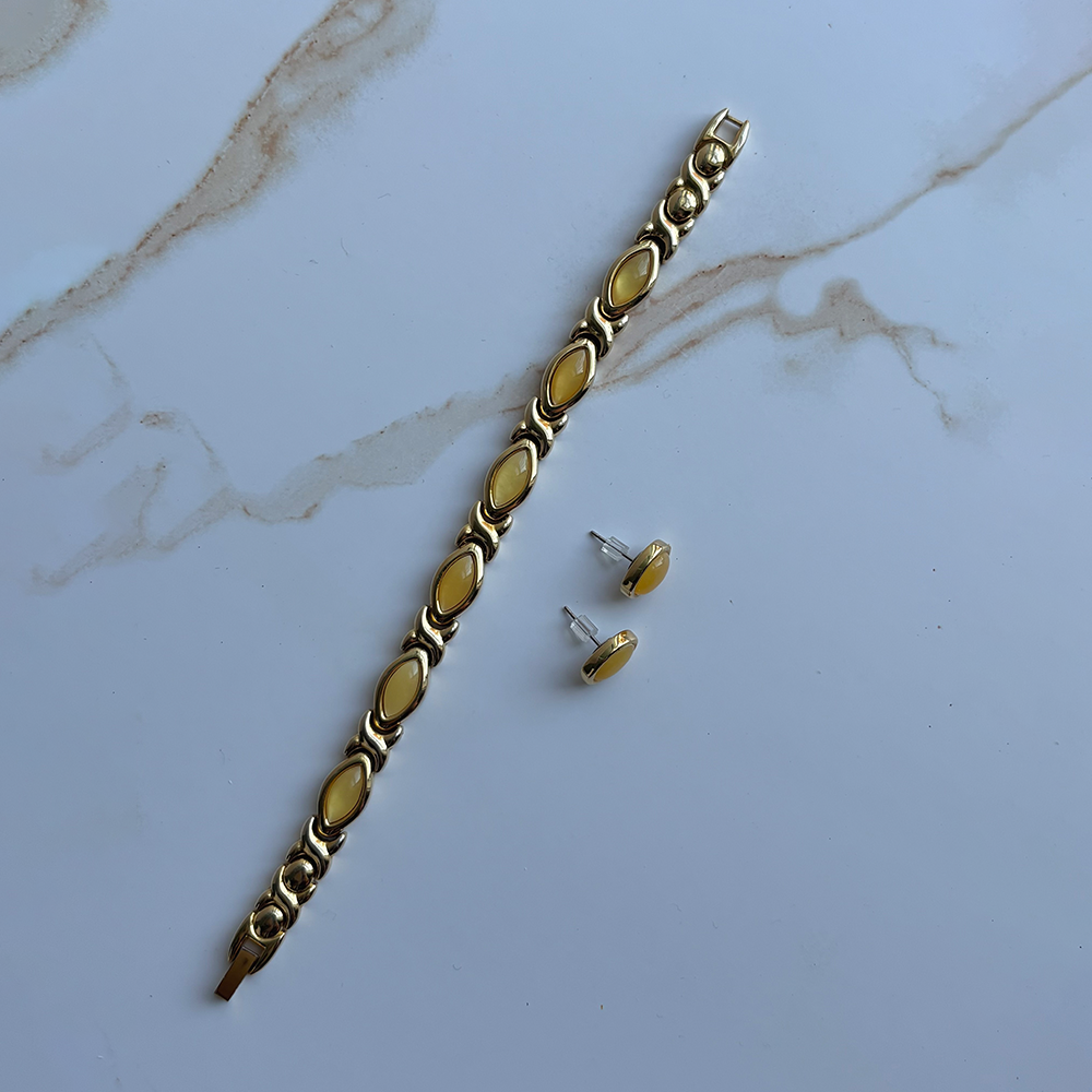 Gold-Tone XO Link Bracelet & Earring Set