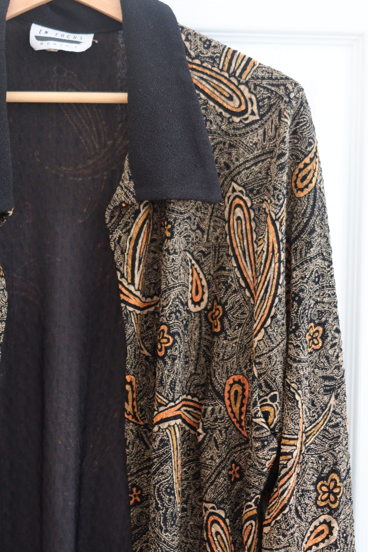 Open-Front Paisley Design Cardigan (L)
