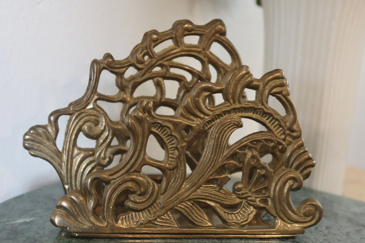1983 Teleflora Brass Napkin/Letter Holder