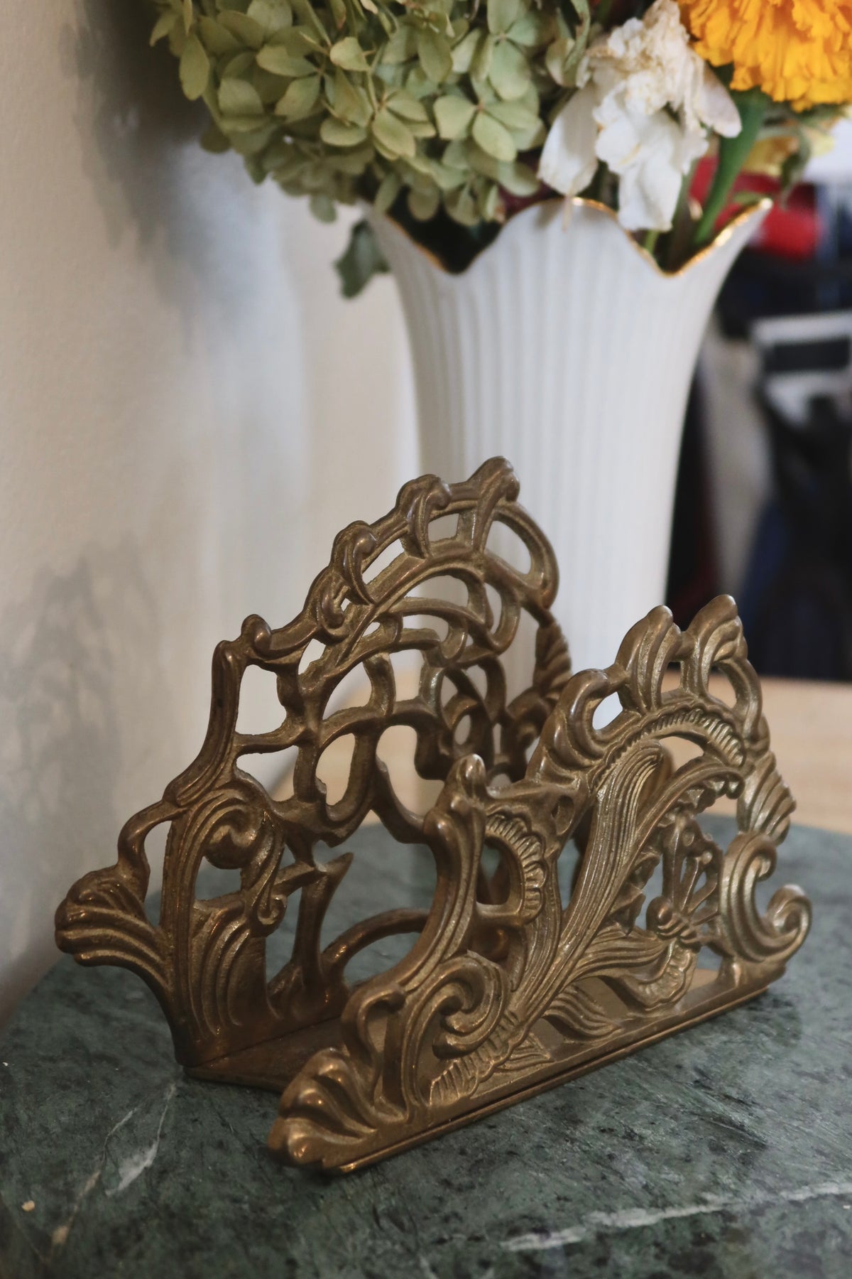 1983 Teleflora Brass Napkin/Letter Holder