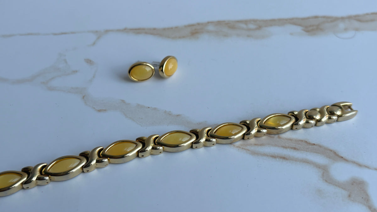 Gold-Tone XO Link Bracelet & Earring Set