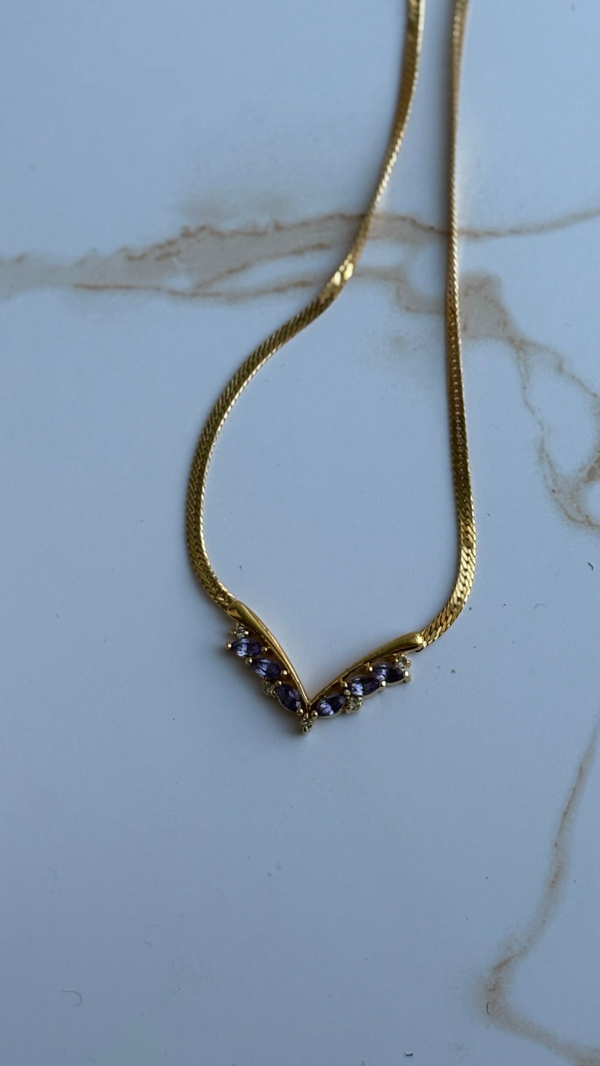 Avon Gold-Tone Herringbone Chevron Drop Pendant