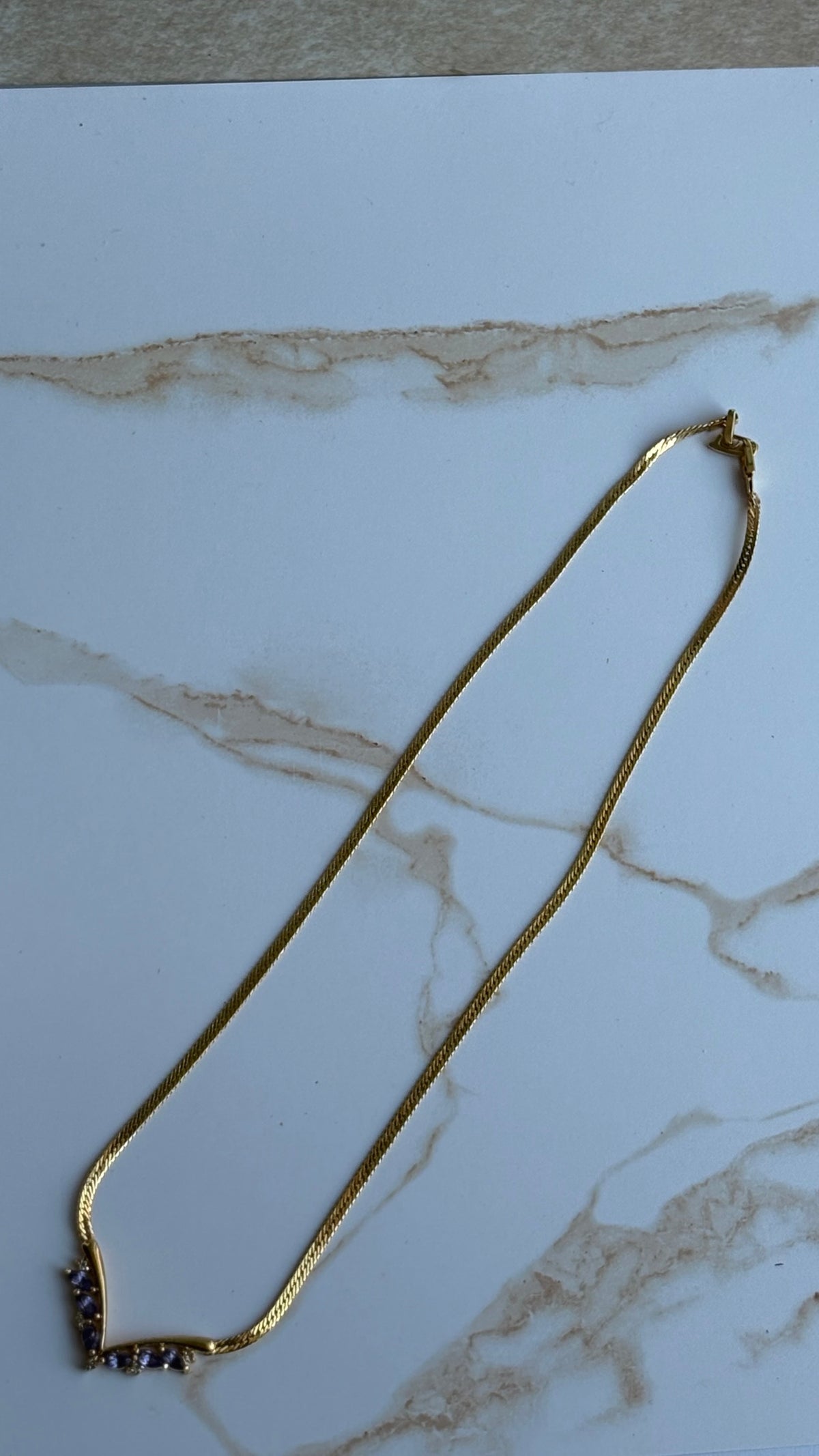 Avon Gold-Tone Herringbone Chevron Drop Pendant
