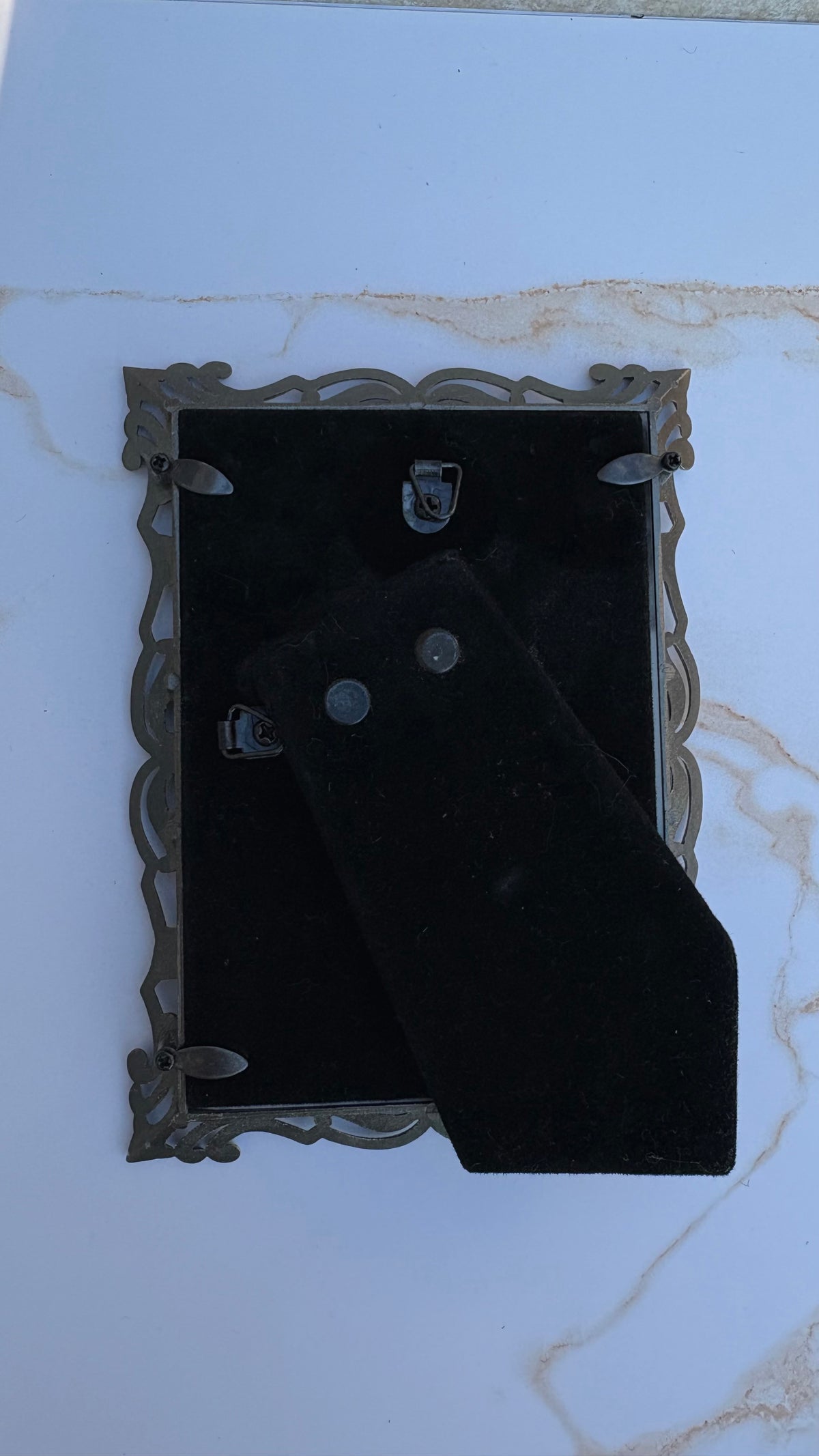Ornate Silver-Toned Picture Frame with Post Card