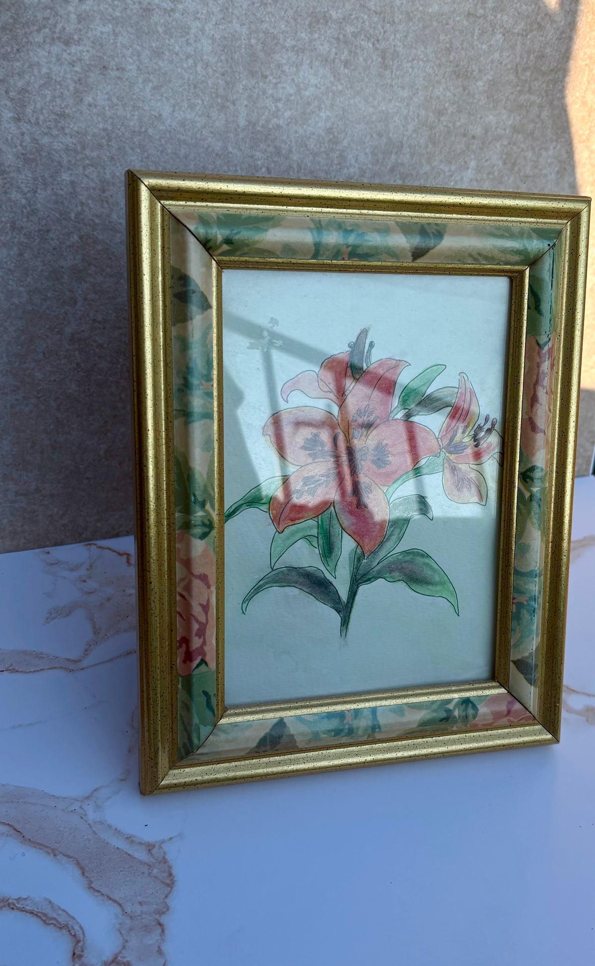 Gold Rimmed Floral Picture Frame