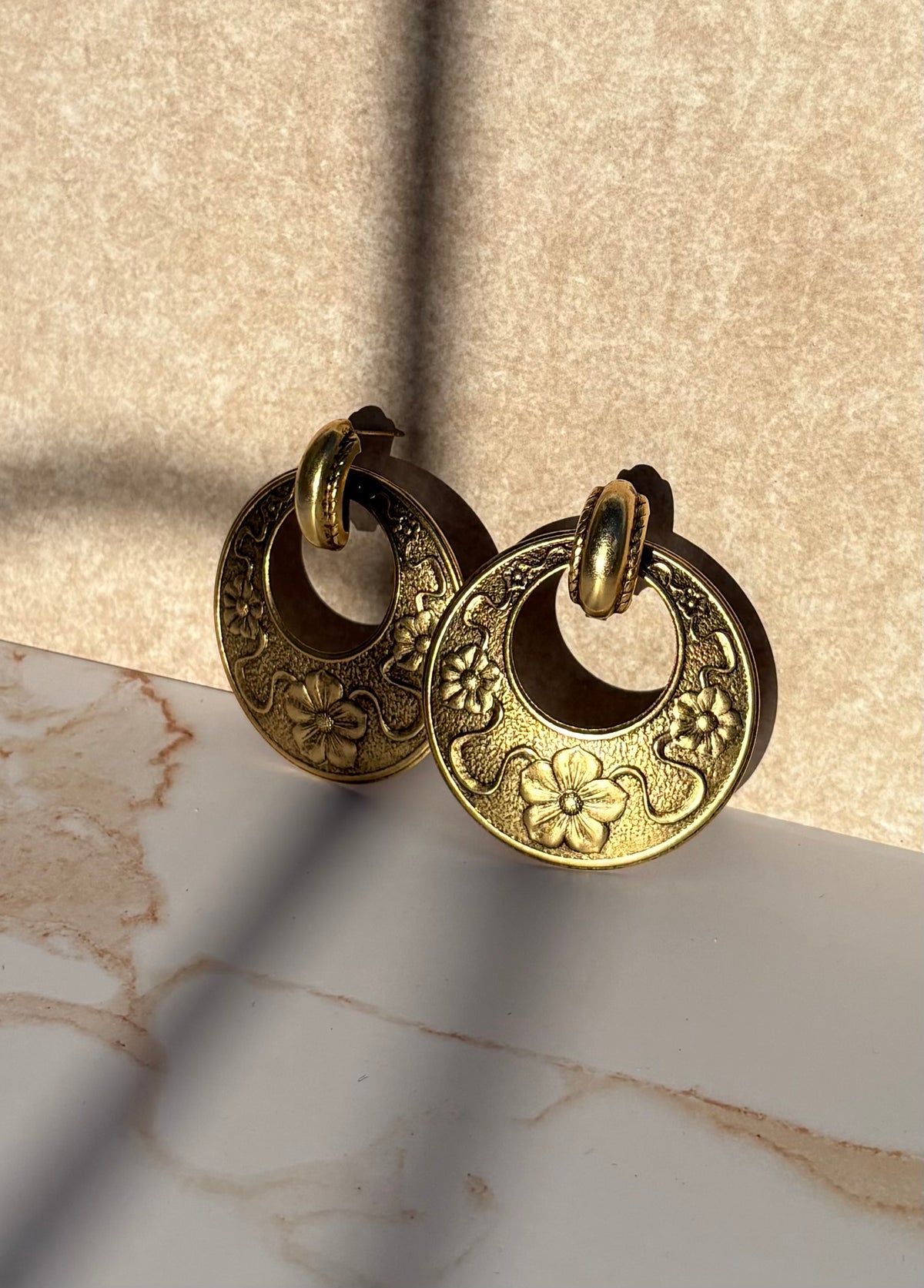 Etched Door knocker Style Earrings