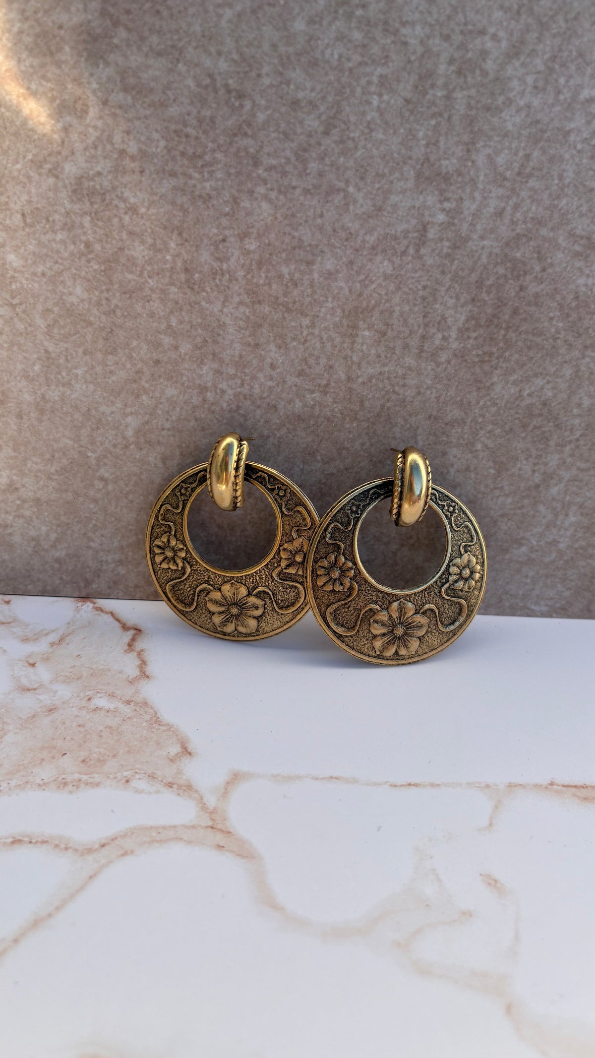 Etched Door knocker Style Earrings