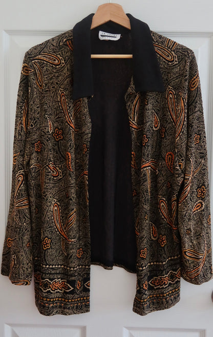 Open-Front Paisley Design Cardigan (L)