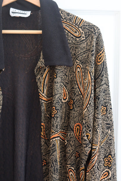 Open-Front Paisley Design Cardigan (L)