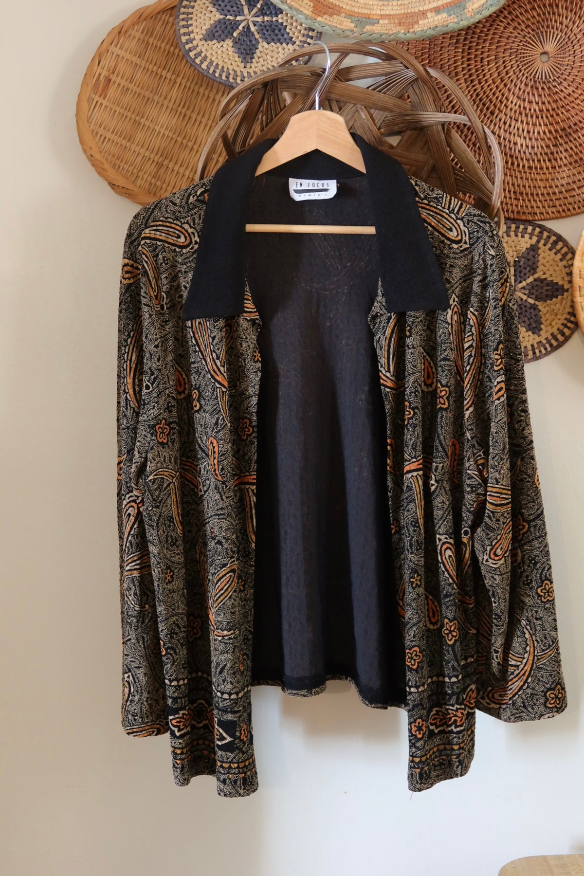 Open-Front Paisley Design Cardigan (L)