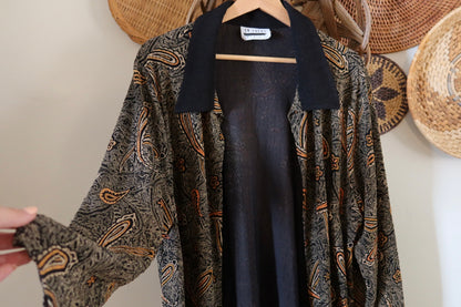 Open-Front Paisley Design Cardigan (L)