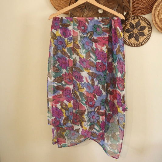 Multicolored Sheer Flower Scarf