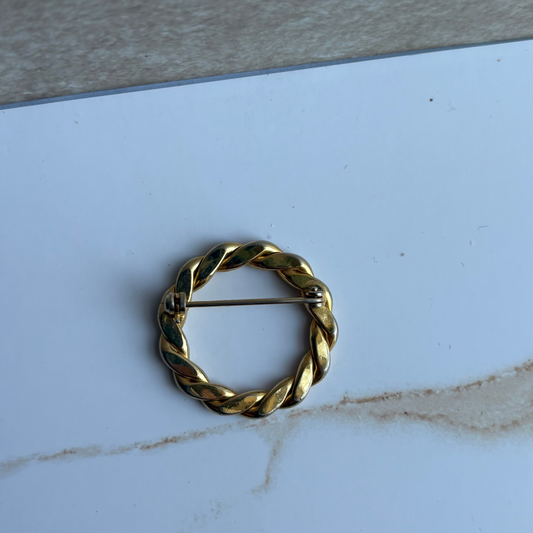 Gold-Tone Circular Brooch