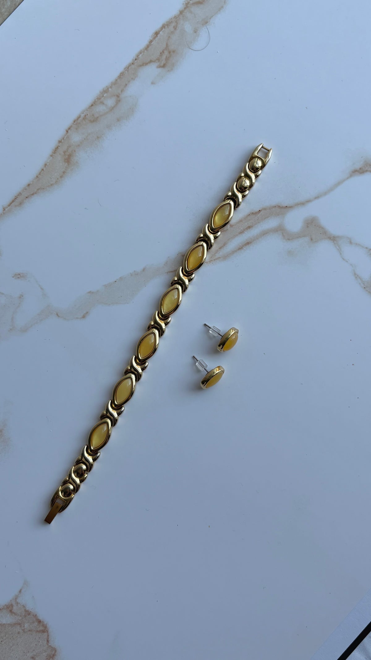 Gold-Tone XO Link Bracelet & Earring Set