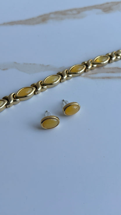 Gold-Tone XO Link Bracelet & Earring Set