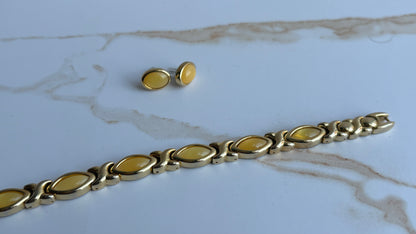 Gold-Tone XO Link Bracelet & Earring Set
