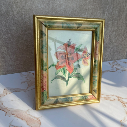 Gold Rimmed Floral Picture Frame