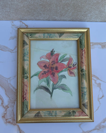 Gold Rimmed Floral Picture Frame