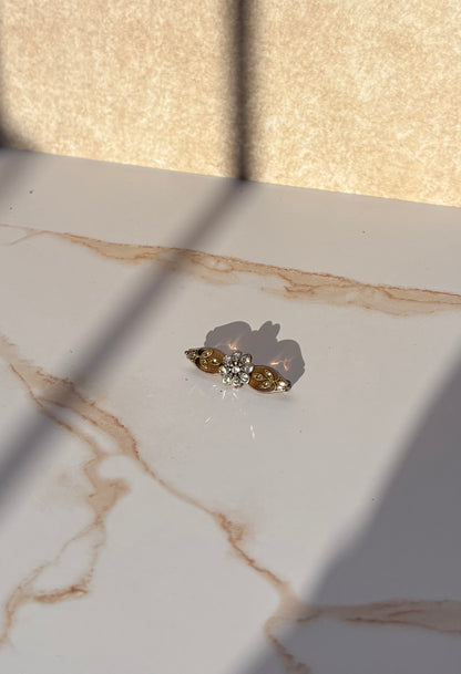 Resin-Rhinestone Amber Brooch