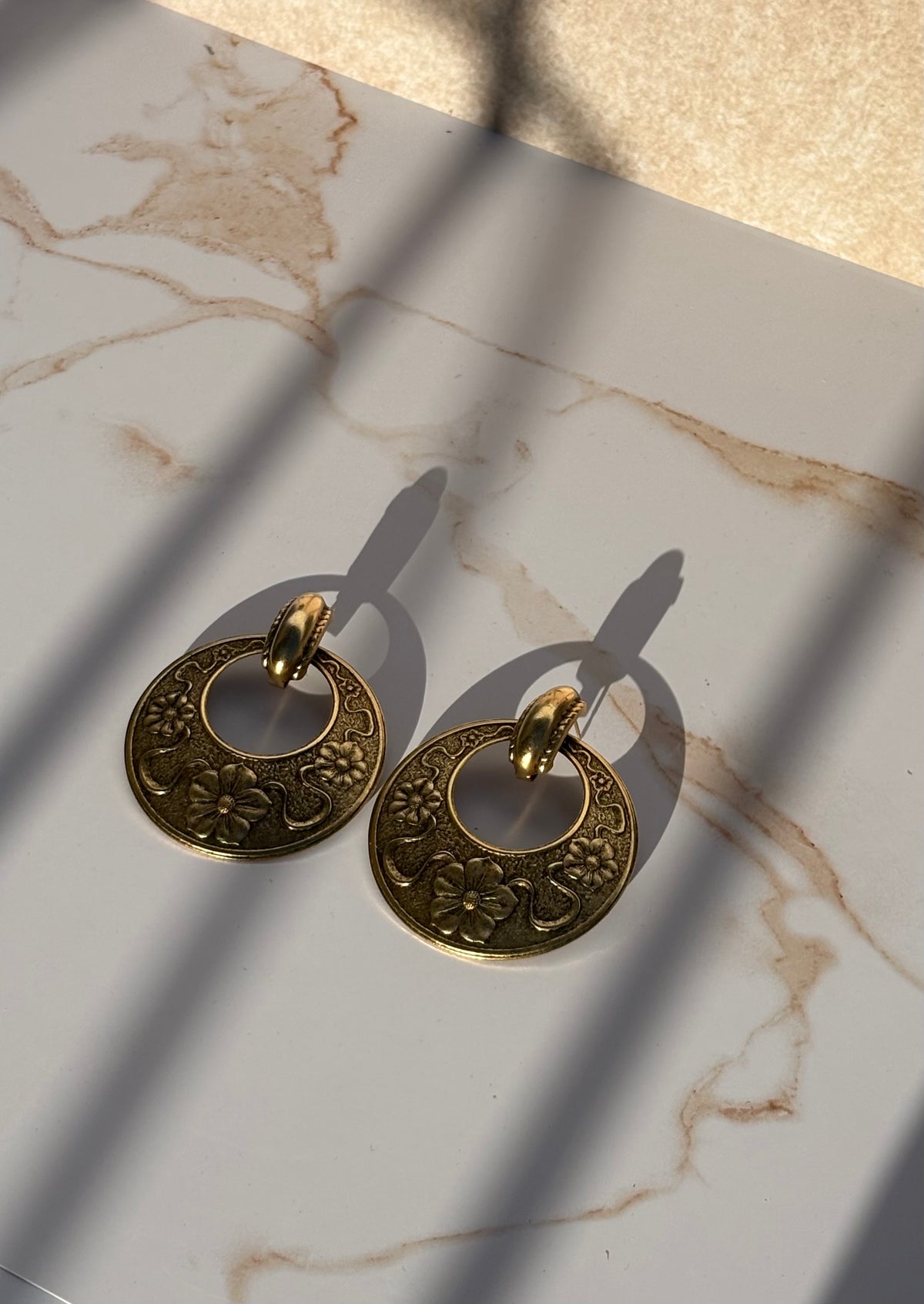 Etched Door knocker Style Earrings