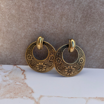 Etched Door knocker Style Earrings